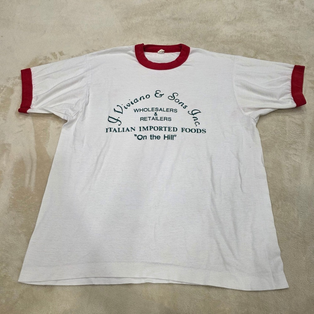 Vintage J Viviano & Sons St Louis Italian Food Ringer Tee Size M/L